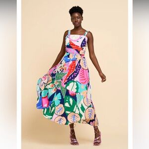 NWT Ciebon Lilias Patchwork Print Maxi Dress Tropical Cotton Farm